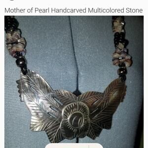 Mother of Pearl Hand-Carved Multicolored Stone